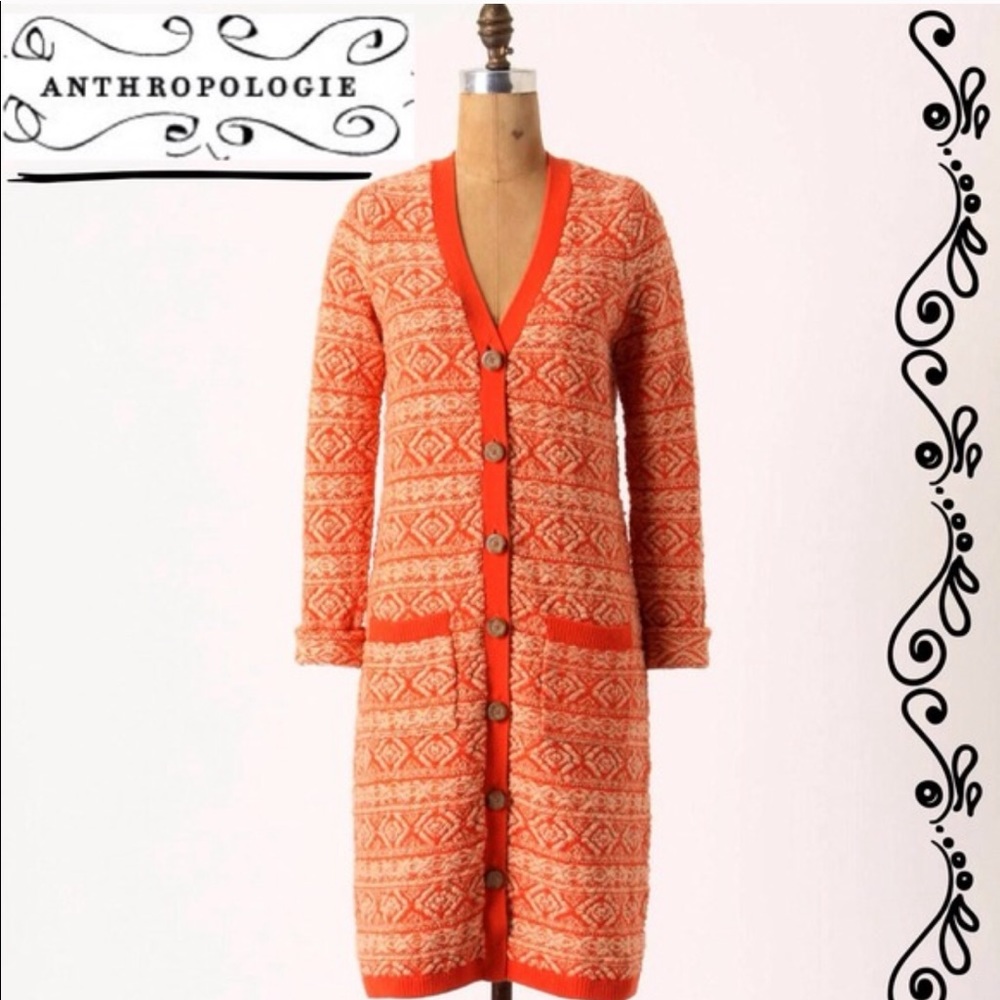 Anthropologie Moth orange sweater size small